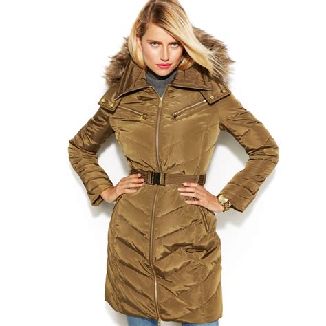 michael michael kors faux-fur trim hooded down coat|Michael Kors faux fur jacket.